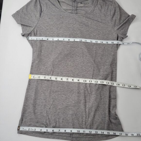 Athleta Encore grey short sleeve gathered open back t shirt size M - Picture 7 of 8